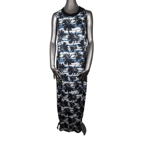 L'Agence Blue Tropical Maxi Beach Dress XS Palm Slits Sleeveless Extra Small - Picture 3 of 7